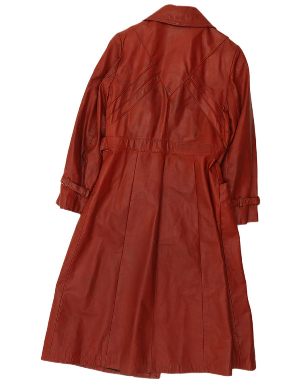 Όπερα Γυναικείο Δερμάτινο Παλτό UK 10 Small Burgundy Classic