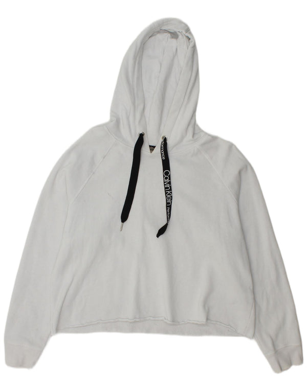 Calvin Klein Γυναικεία Crop Oversized Hoodie Jumper UK 10 Small White Cotton