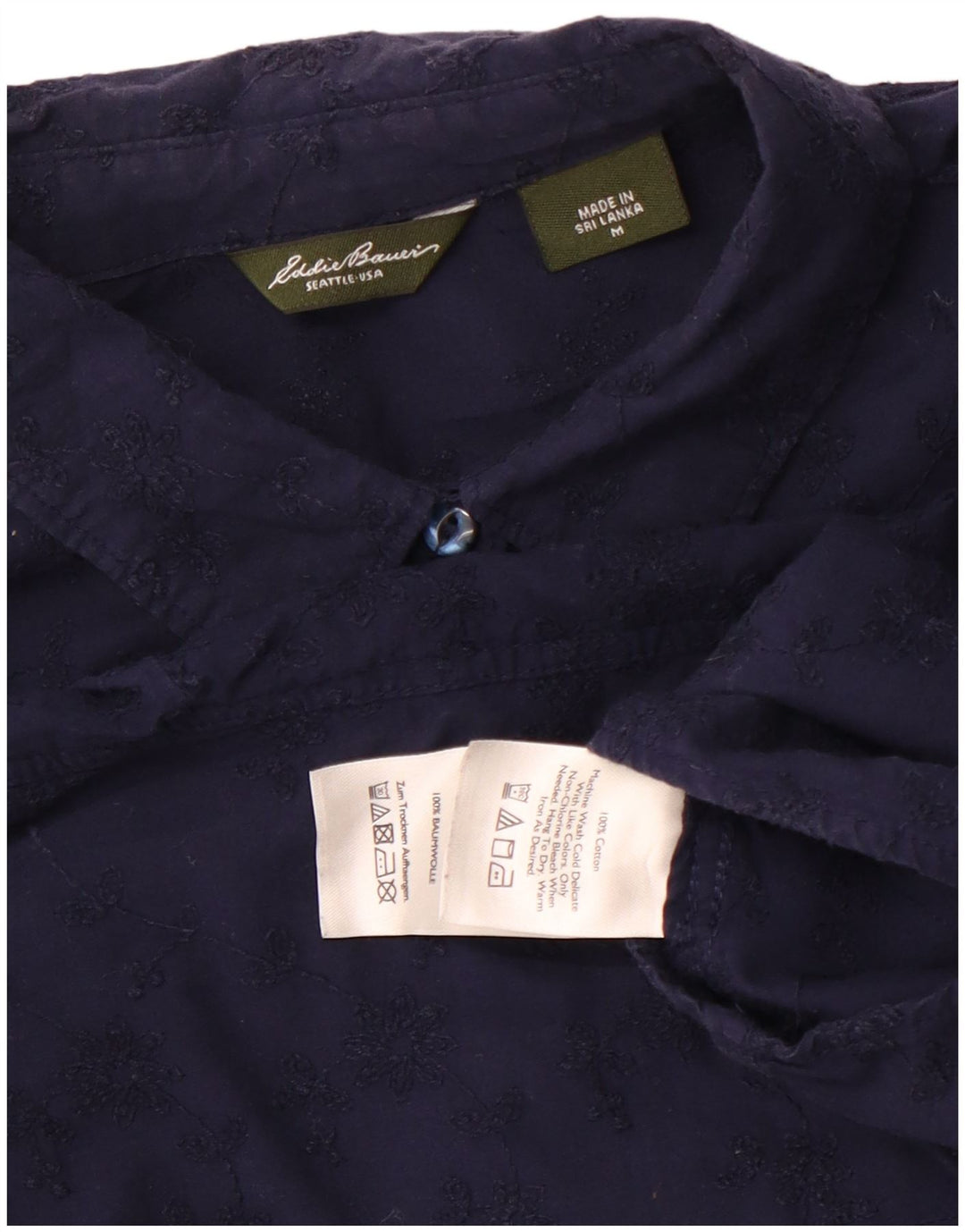 Γυναικείο πουκάμισο Eddie Bauer Μπλούζα UK 14 Medium Navy Blue Floral Βαμβακερό