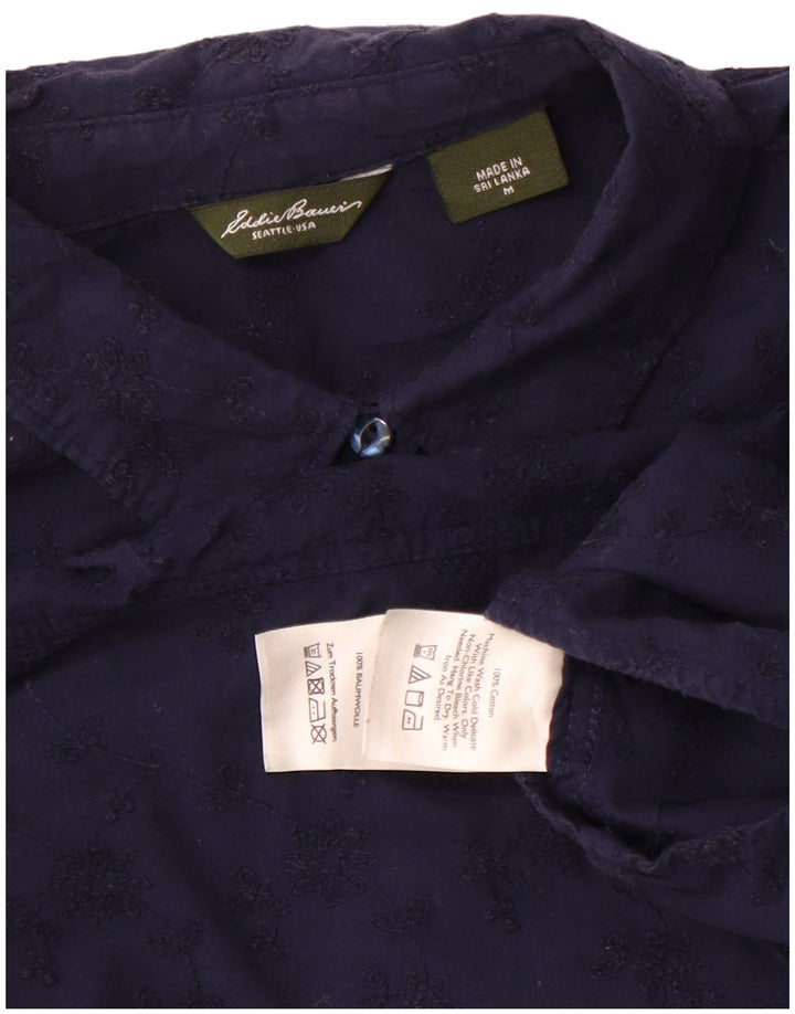Γυναικείο πουκάμισο Eddie Bauer Μπλούζα UK 14 Medium Navy Blue Floral Βαμβακερό