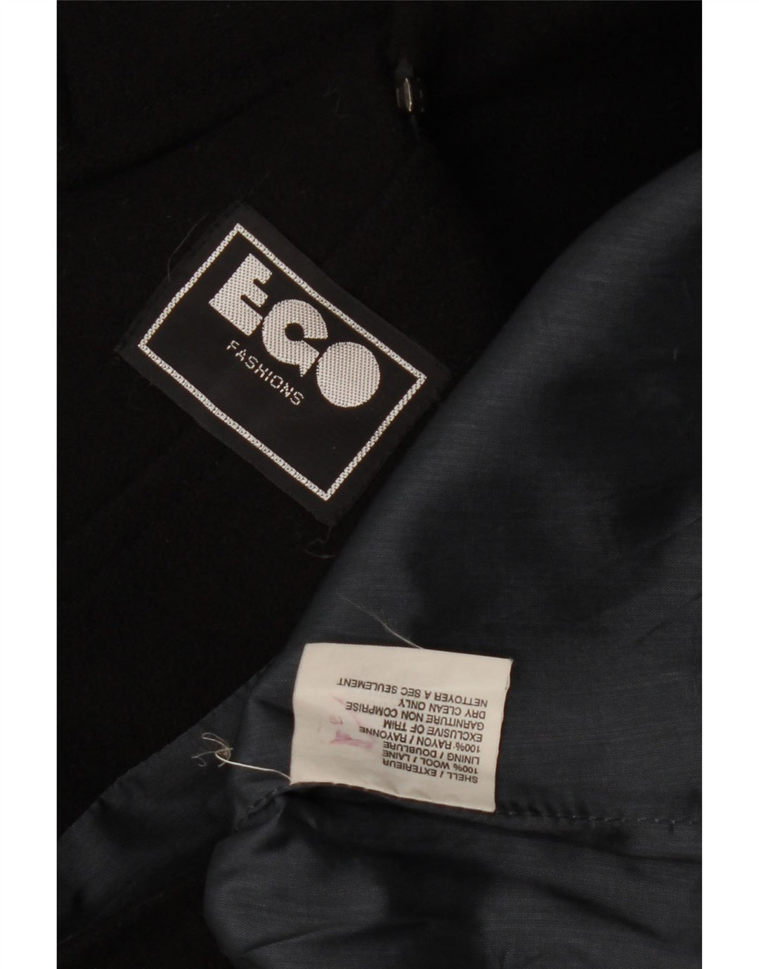 Vintage γυναικείο υπερμεγέθη παλτό Duffle UK 14 Μεσαίο μαύρο μαλλί