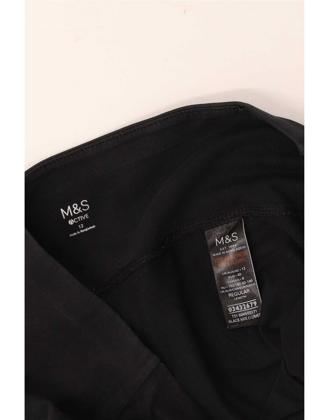 Γυναικεία αθλητική φόρμα Marks & Spencer Παντελόνι UK 12 Μεσαίο μαύρο βαμβακερό