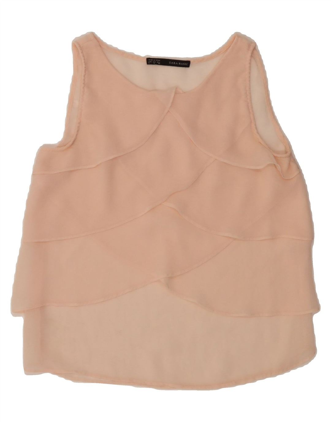 ZARA Womens Sleeveless See Through Blouse Top UK 14 Large Pink Vintage Zara and Second-Hand Zara from Messina Hembry 