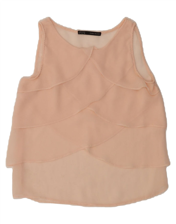 ZARA Womens Sleeveless See Through Blouse Top UK 14 Large Pink Vintage Zara and Second-Hand Zara from Messina Hembry 