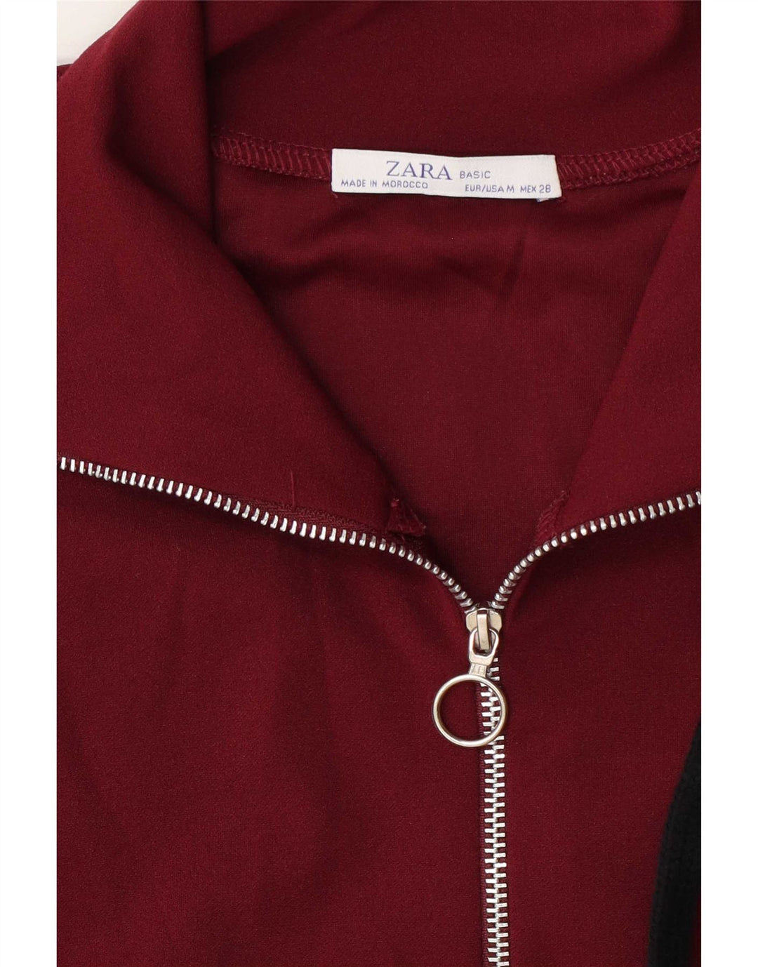 Zara Γυναικεία φόρμα πουλόβερ με φερμουάρ Top UK 14 Medium Burgundy