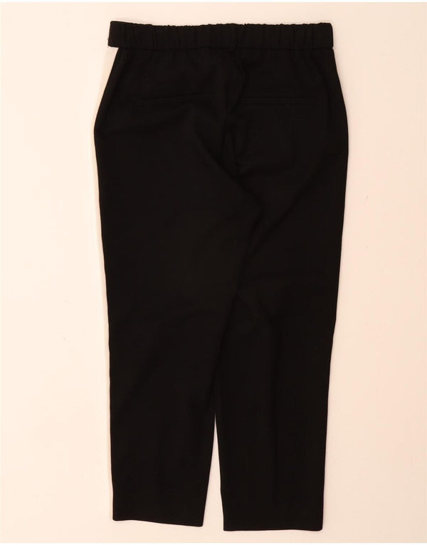 ZARA Womens Straight Capri Trousers XS W25 L22 Black Colourblock Polyester