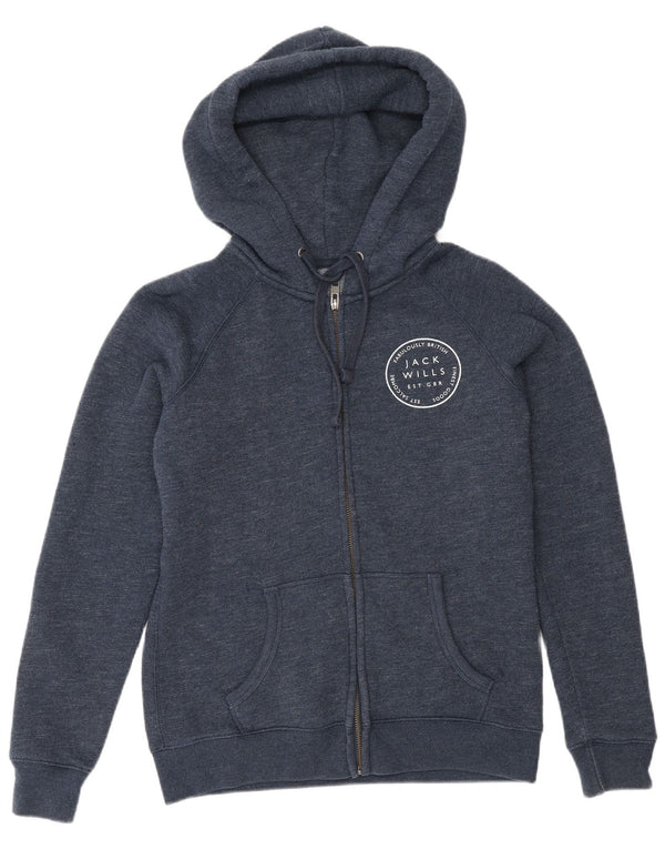 Jack Wills Γυναικείο πουλόβερ με κουκούλα με φερμουάρ UK 10 Small Navy Blue