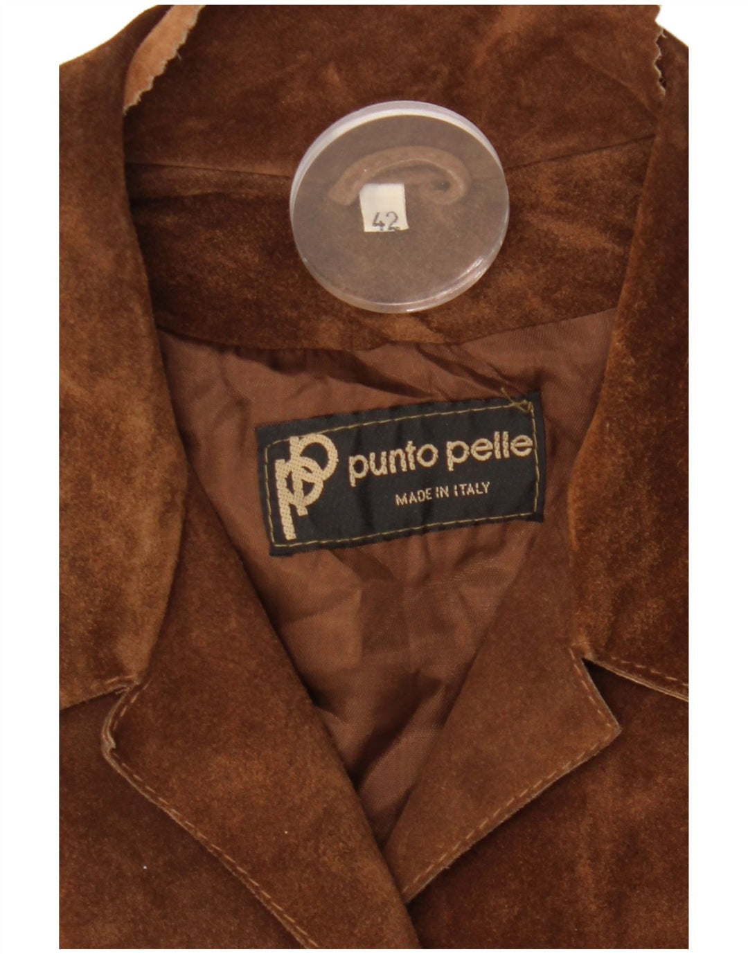 VINTAGE Γυναικείο Σουέντ Σακάκι με 5 κουμπιά IT 42 Μεσαίο Καφέ Δερμάτινο