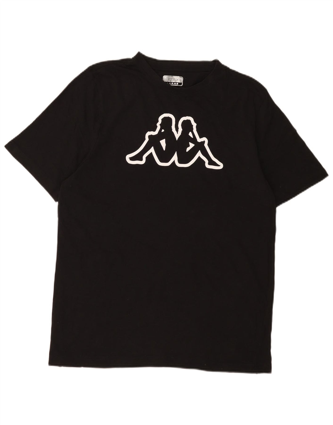 KAPPA Ανδρικό γραφικό T-Shirt Top μεγάλο μαύρο βαμβακερό