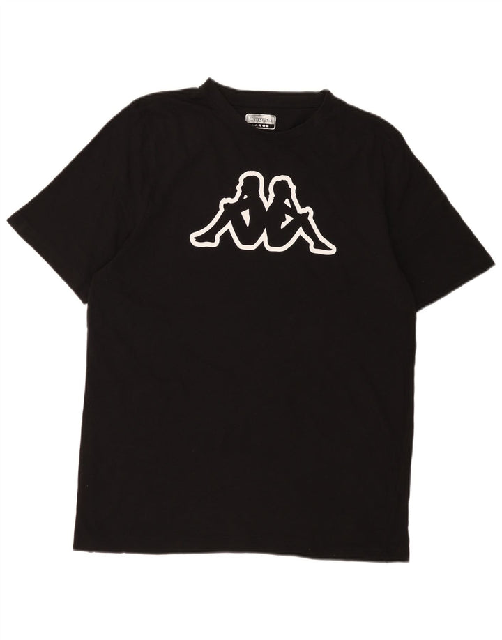 KAPPA Ανδρικό γραφικό T-Shirt Top μεγάλο μαύρο βαμβακερό