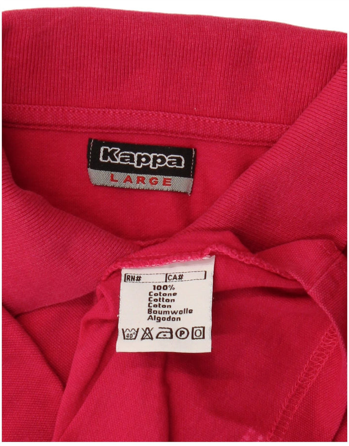 Ανδρικό μπλουζάκι πόλο Kappa μεγάλο ροζ βαμβακερό