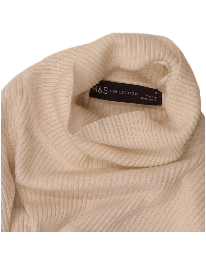 Marks & Spencer Γυναικείο πουλόβερ με ρολό λαιμόκοψη UK 10 Small White Viscose