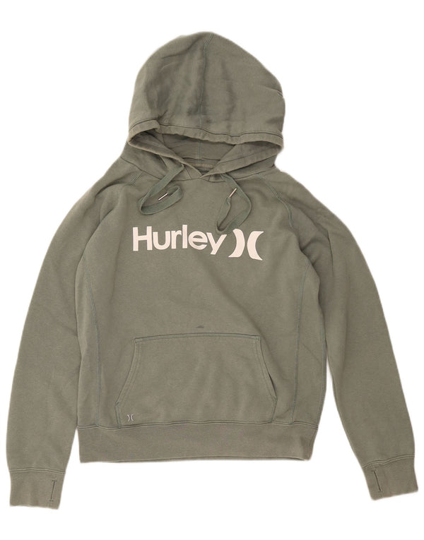 HURLEY Γυναικείο Γραφικό Hoodie Jumper UK 14 Μεσαίο πράσινο βαμβακερό