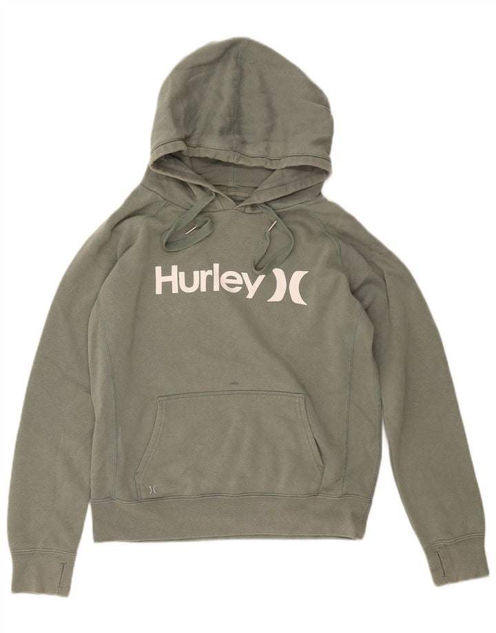 HURLEY Γυναικείο Γραφικό Hoodie Jumper UK 14 Μεσαίο πράσινο βαμβακερό
