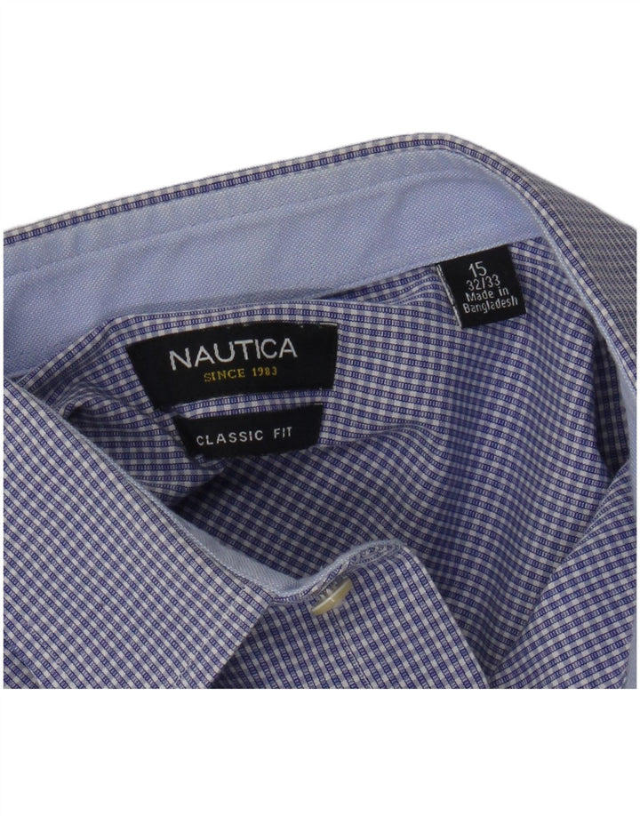 NAUTICA Ανδρικό πουκάμισο Classic Fit Μέγεθος 15 Medium Blue Check Cotton