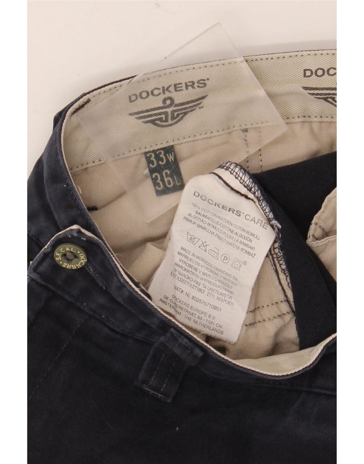 DOCKERS Ανδρικό Χακί ίσιο παντελόνι Chino W33 L32 Navy Blue Cotton