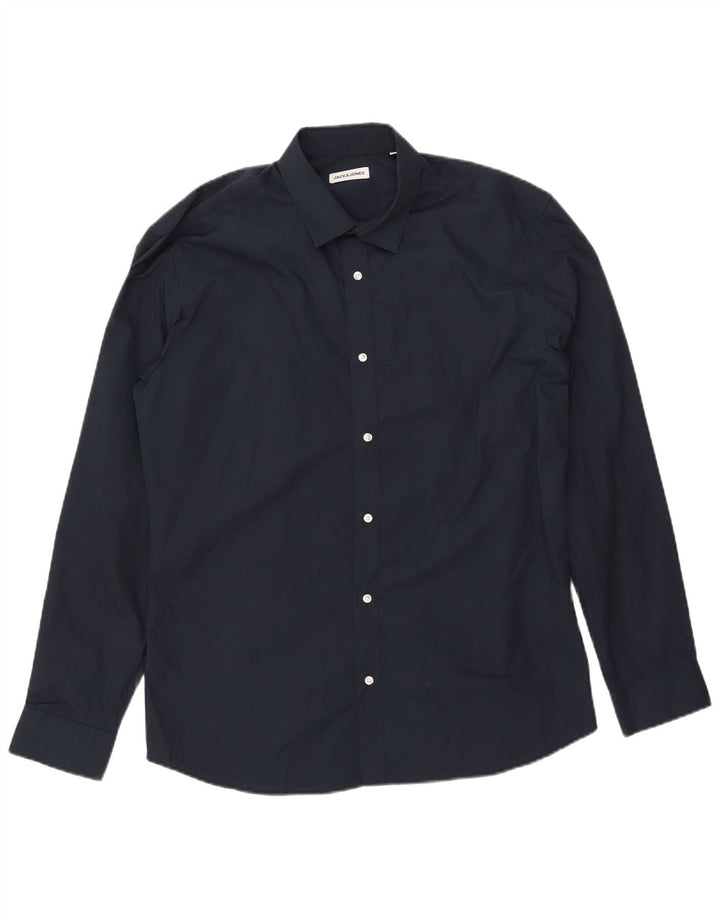 JACK & JONES Ανδρικό πουκάμισο XL Navy Blue Polyester
