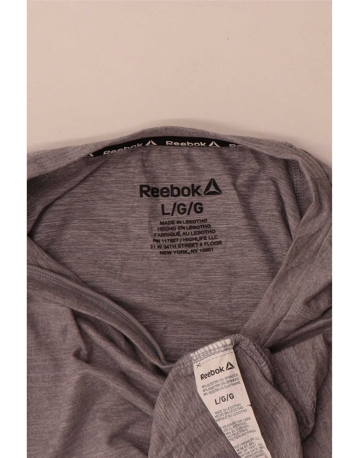 Ανδρικό τοπ Reebok με μακρυμάνικο μεγάλο γκρι πολυεστέρα