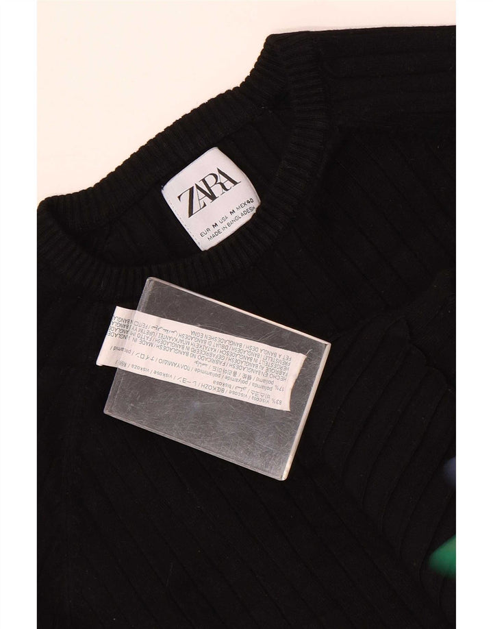 Ανδρικό πουλόβερ Zara με λαιμόκοψη, μεσαία μαύρη βισκόζη