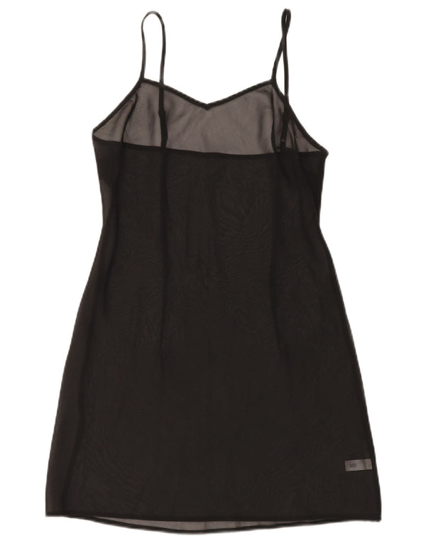 Vintage γυναικείο φόρεμα See Through Slip UK 8 Small Black Silk