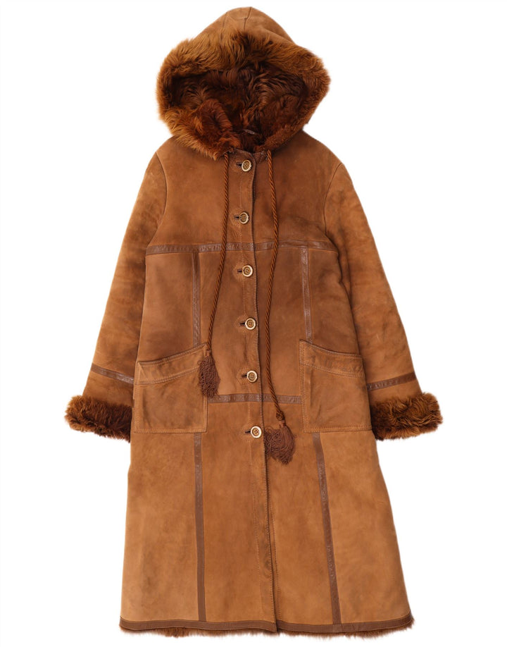 Vintage Γυναικείο Παλτό Shearling UK 14 Μεσαίο Καφέ