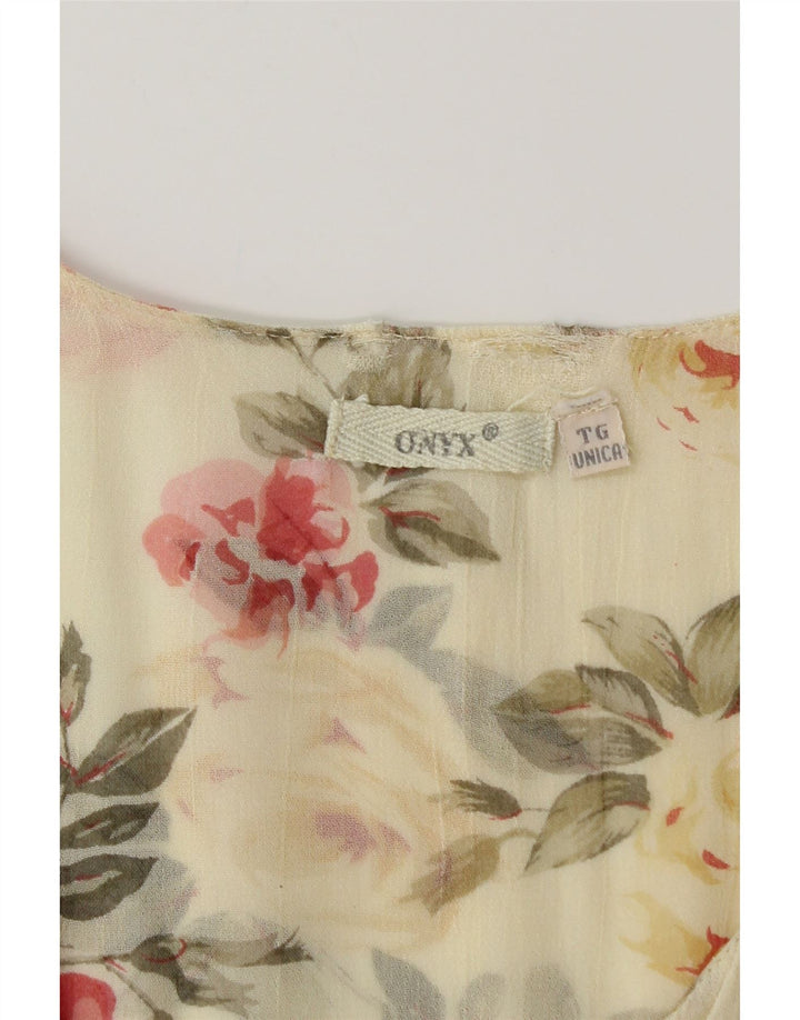 Onyx Γυναικείο Αμάνικο Φόρεμα A-Line UK 12 Medium Off White Floral