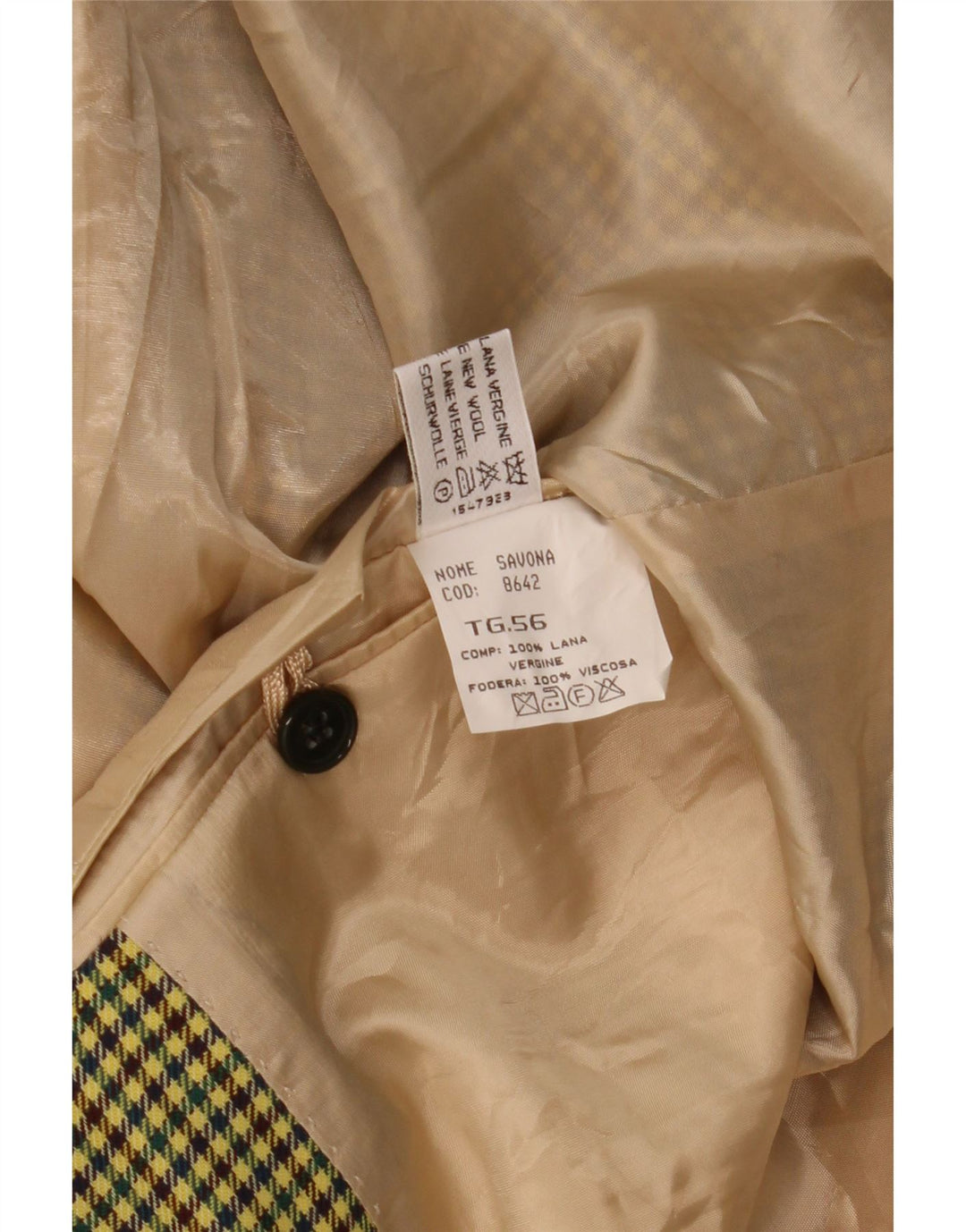Vintage Ανδρικό σακάκι σακάκι με 2 κουμπιά IT 56 3XL Κίτρινο μαλλί Houndstooth