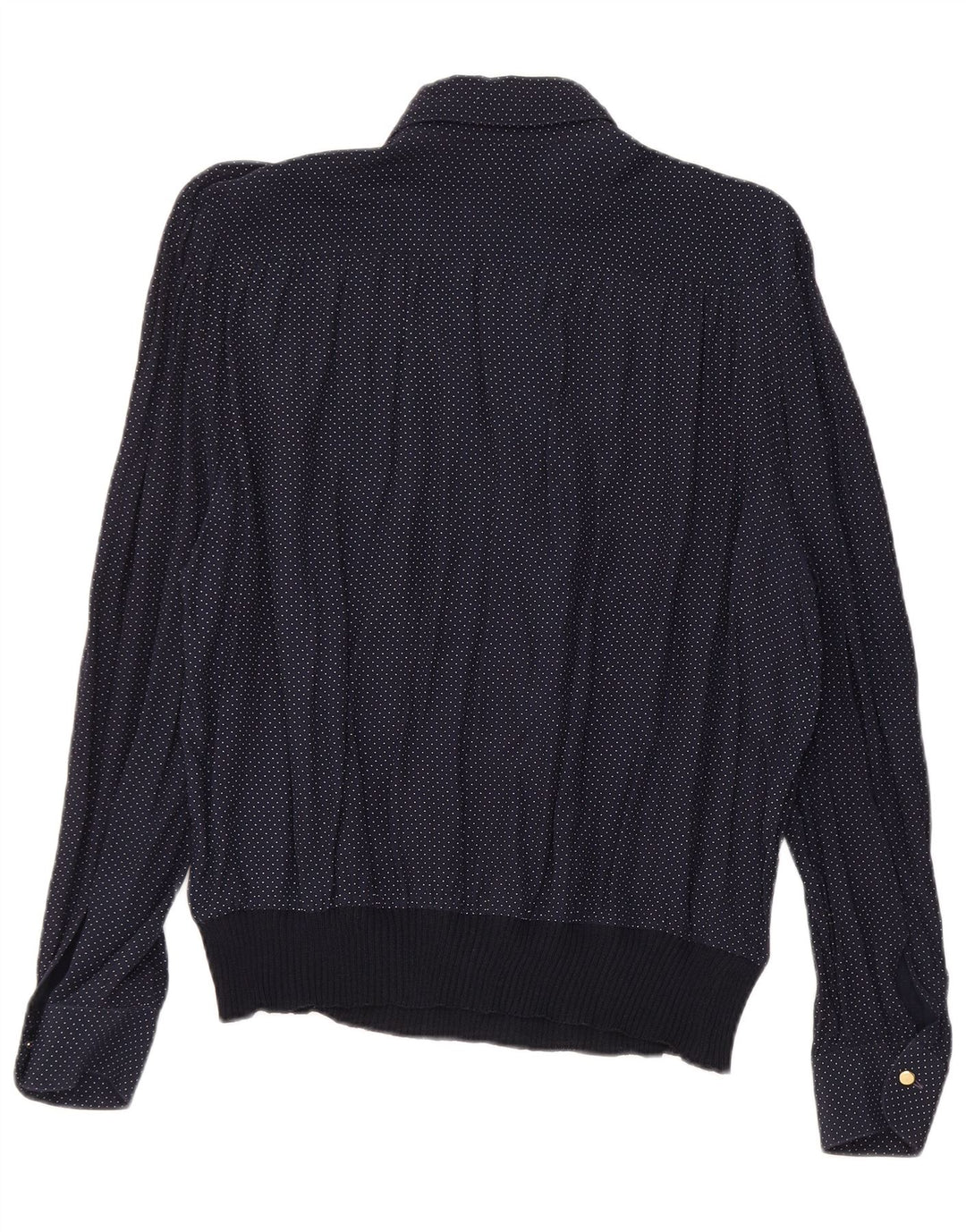 VINTAGE Γυναικείο Πουκάμισο Μπλούζα UK 16 Large Navy Blue Spotted Viscose