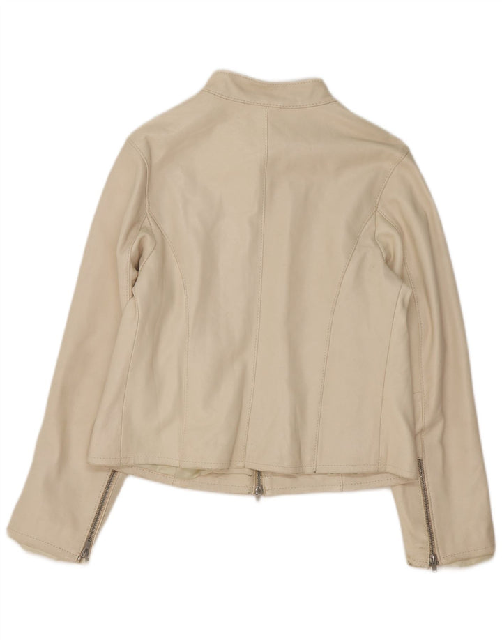 Vintage Γυναικείο Δερμάτινο Μπουφάν UK 14 Medium Beige