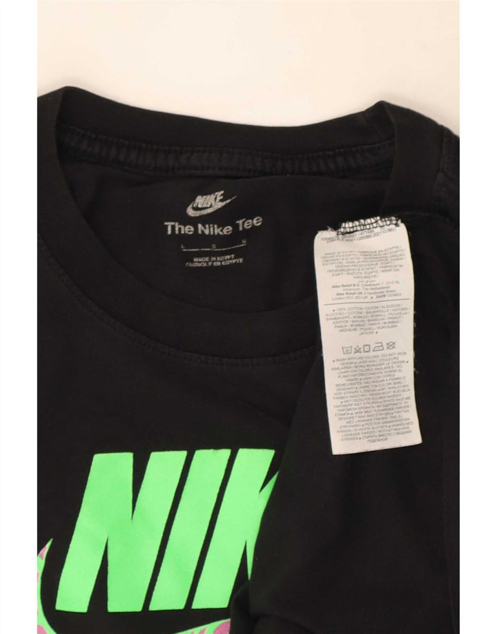 Ανδρικό γραφικό μπλουζάκι Nike, μεγάλο μαύρο βαμβακερό