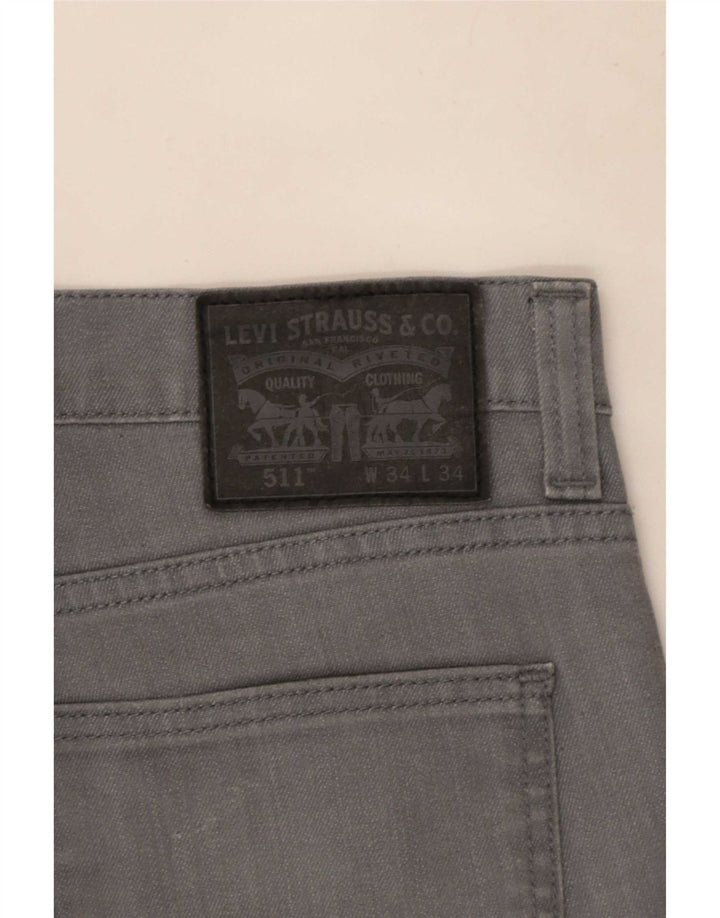 Levi's Mens 511 Slim Jeans W34 L34 Γκρι βαμβακερό