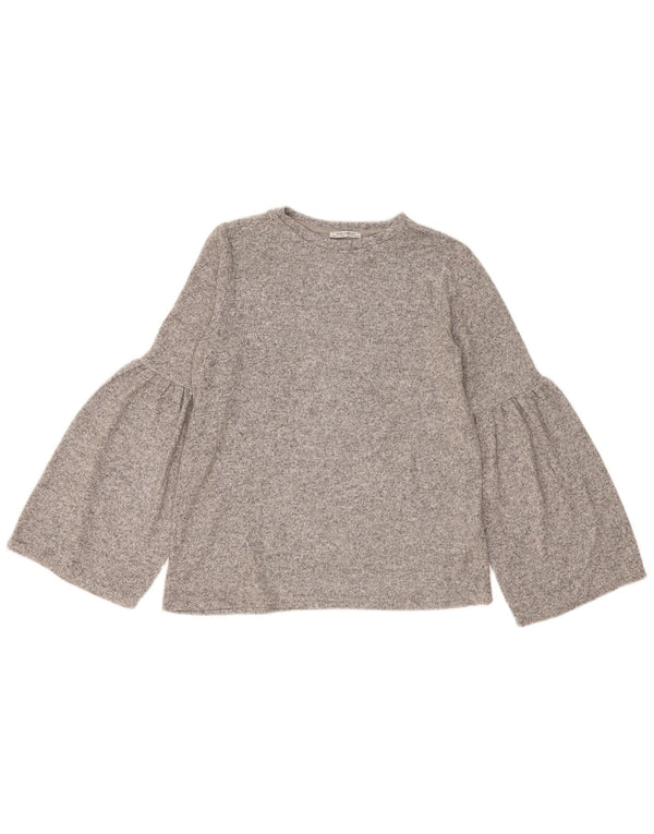 Zara Γυναικεία Trafaluc Oversized Top μακρυμάνικο UK 10 Small Grey Flecked