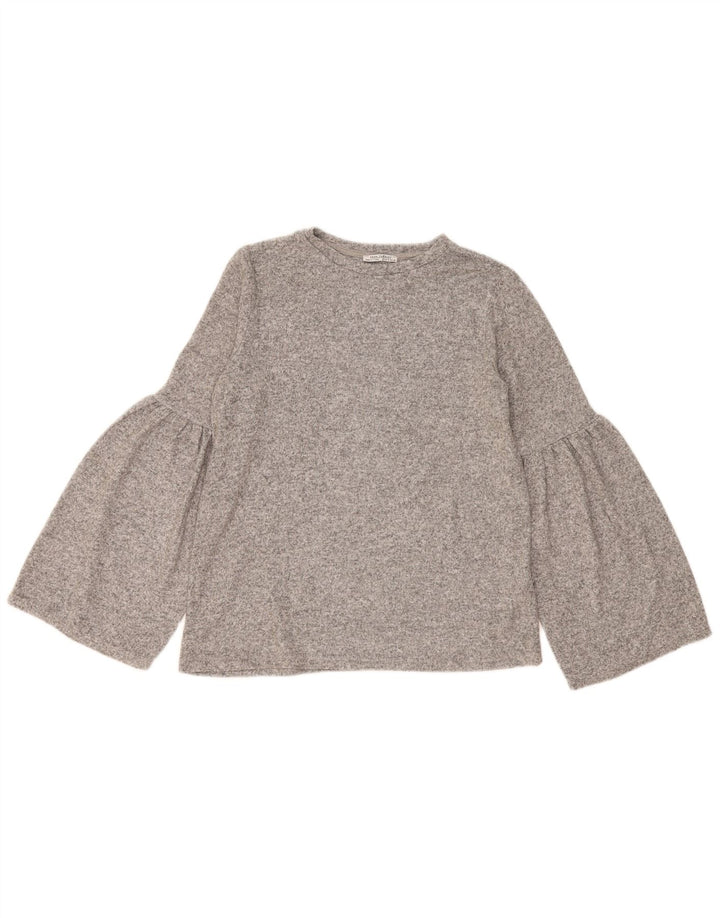 Zara Γυναικεία Trafaluc Oversized Top μακρυμάνικο UK 10 Small Grey Flecked