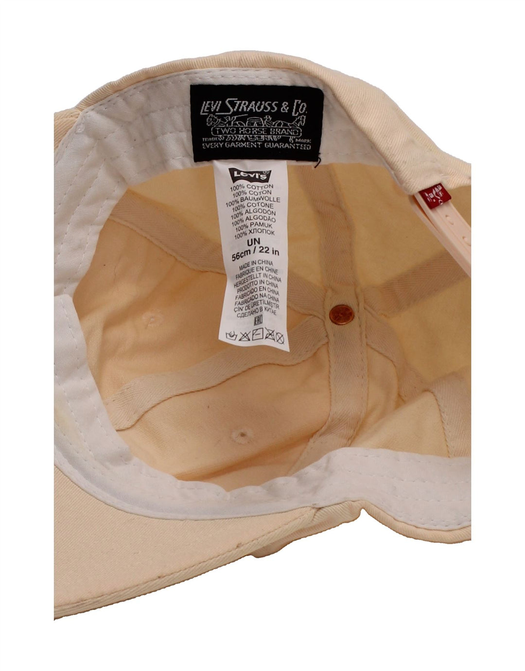 LEVI'S Womens Graphic Baseball Cap One Size Off White Cotton Vintage Levi's and Second-Hand Levi's from Messina Hembry 