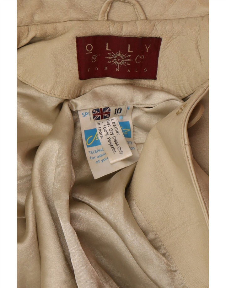 OLLY & CO Γυναικείο Δερμάτινο Παλτό UK 10 Small Beige Leather