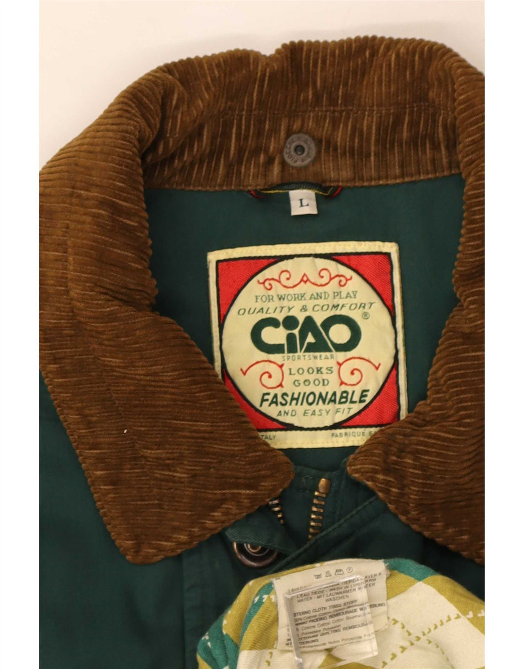 Ανδρικό παλτό Ciao UK 40 Large Green Colourblock Βαμβακερό