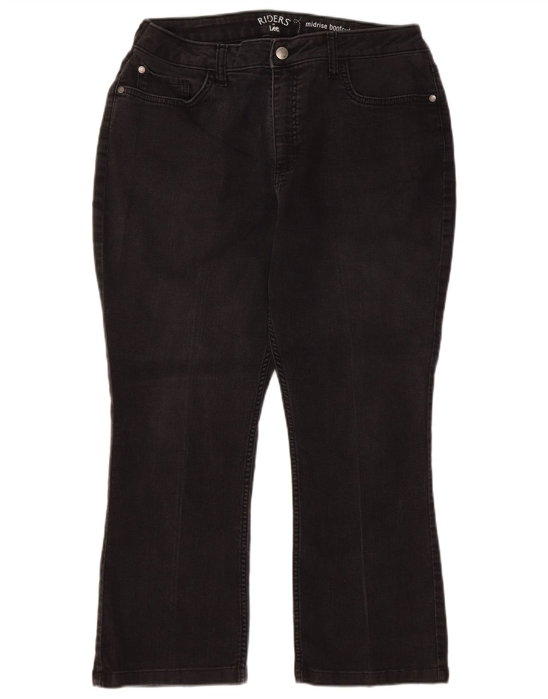LEE Womens Riders Mid Ride Bootcut Cropped Jeans US 14 XL W32 L24 Black
