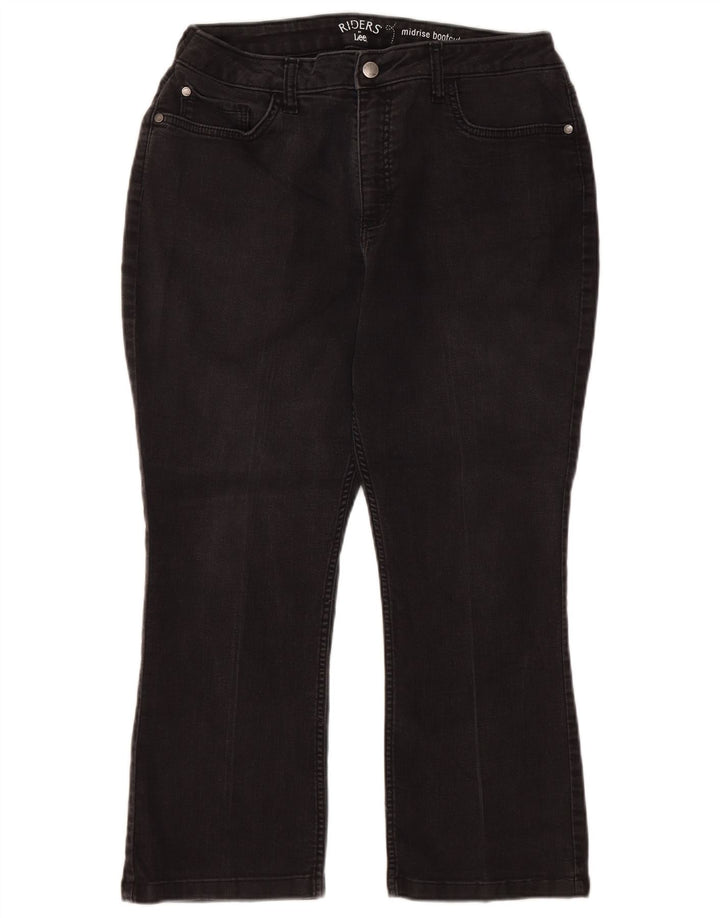 LEE Womens Riders Mid Ride Bootcut Cropped Jeans US 14 XL W32 L24 Black