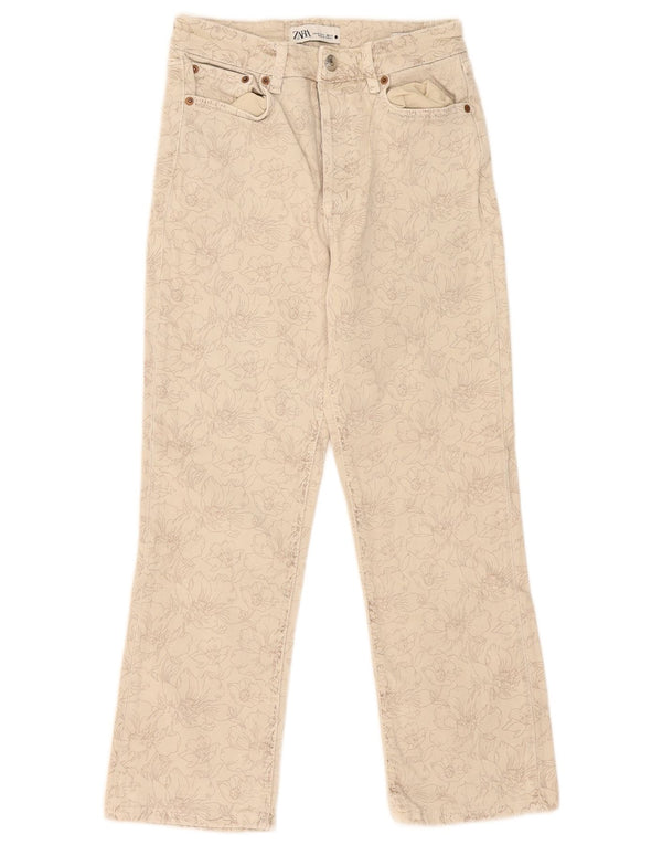 Zara Γυναικείο Cropped Jeans Small W28 L25 Beige Floral Βαμβακερό