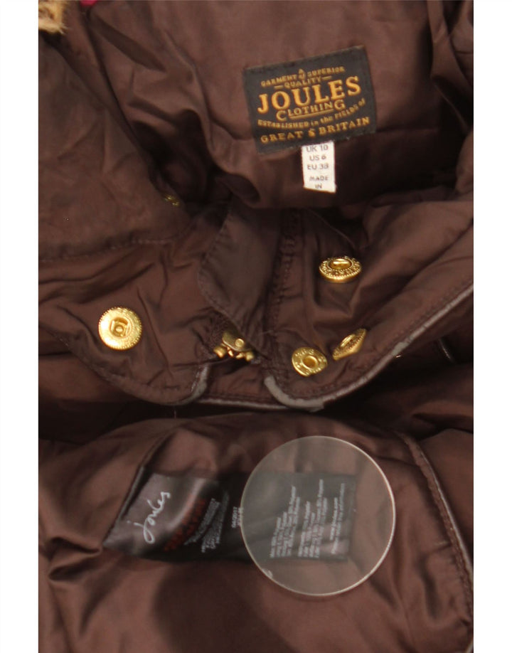JOULES Γυναικείο παλτό με κουκούλα UK 10 Small Brown Polyester