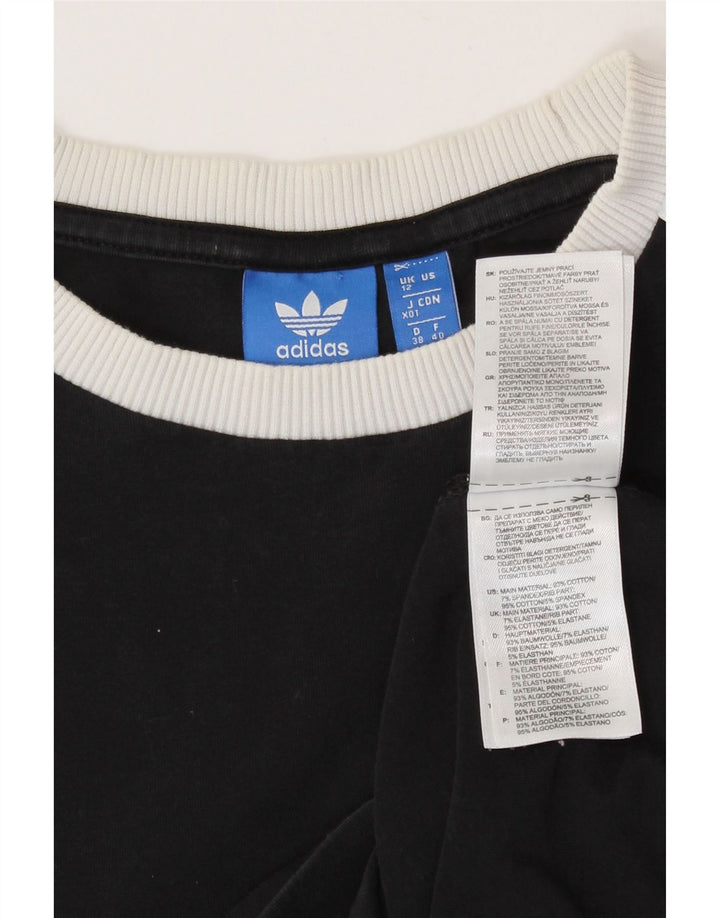 Adidas Γυναικείο τοπ μακρυμάνικο UK 12 μεσαίο μαύρο βαμβακερό