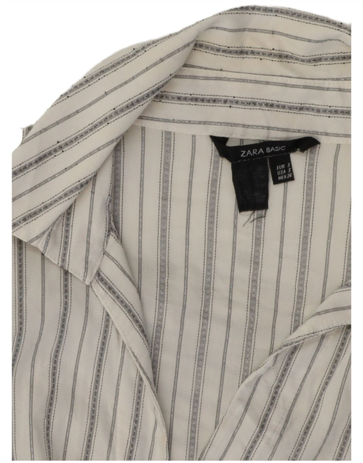 Γυναικείο πουλόβερ ZARA πουκάμισο μικρό λευκό ριγέ