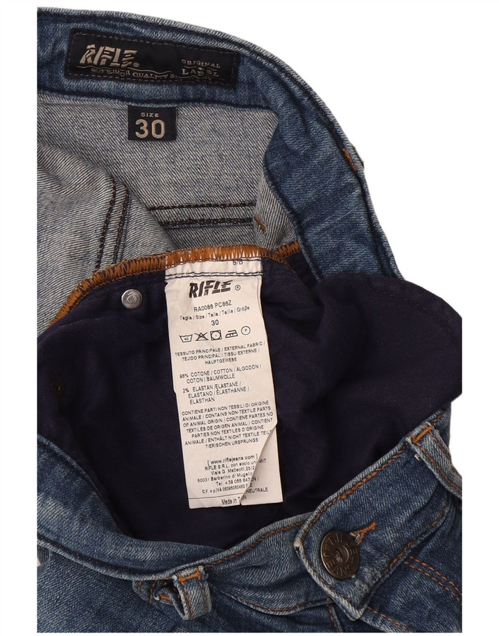 Rifle Womens Distressed Slim Jeans W30 L33 Μπλε βαμβακερό