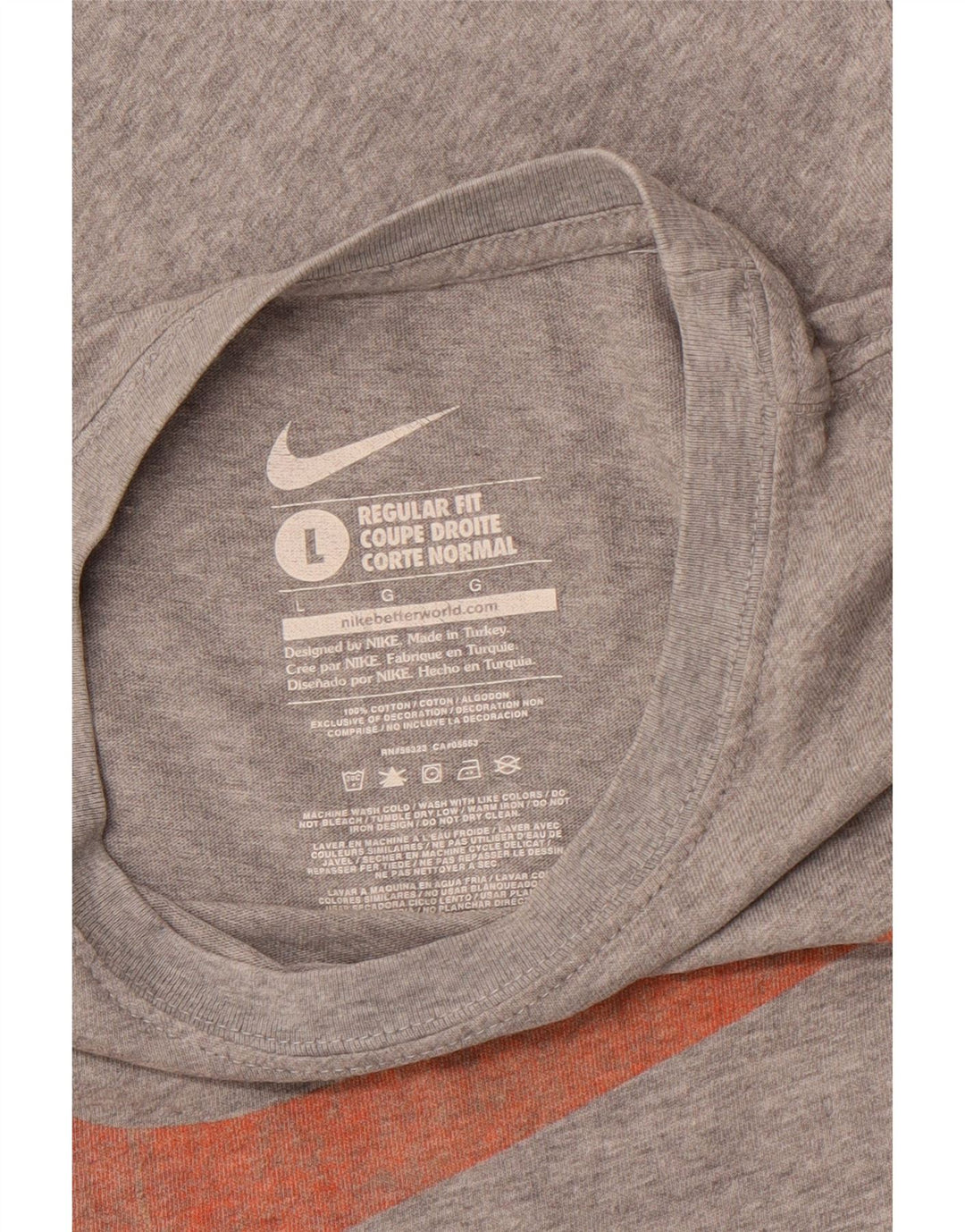 Ανδρικό γραφικό μπλουζάκι NIKE Regular Fit Top μεγάλο γκρι βαμβακερό