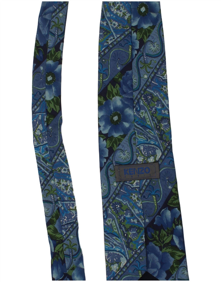 Kenzo ανδρική γραβάτα One Size Blue Floral Silk Designer
