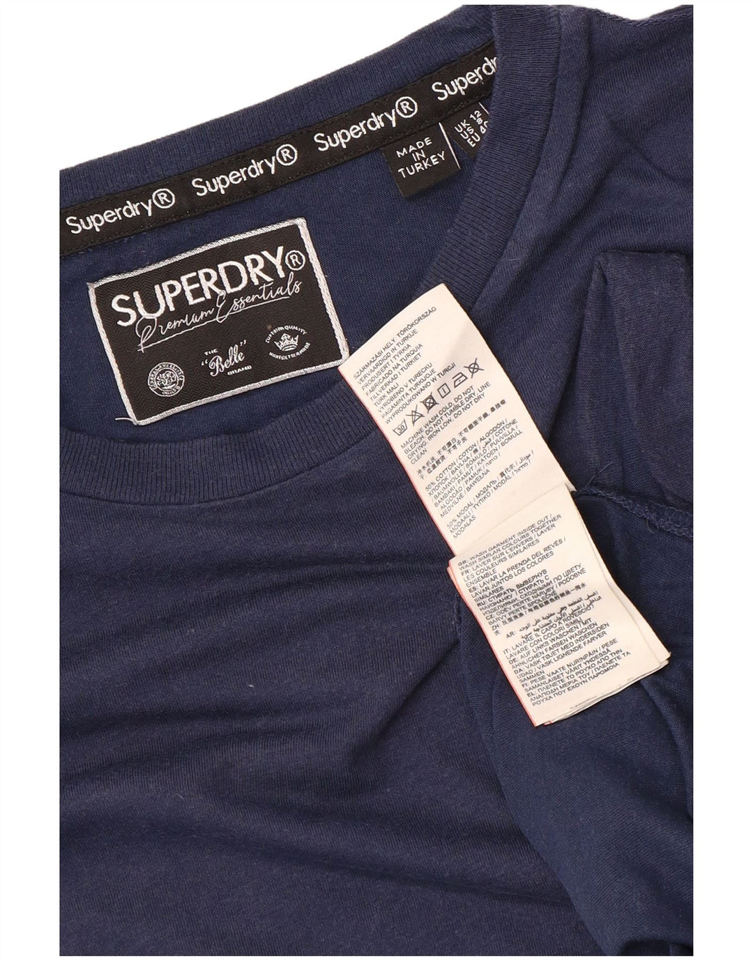 Superdry Γυναικείο T-Shirt Top UK 12 Medium Navy Blue από βαμβάκι