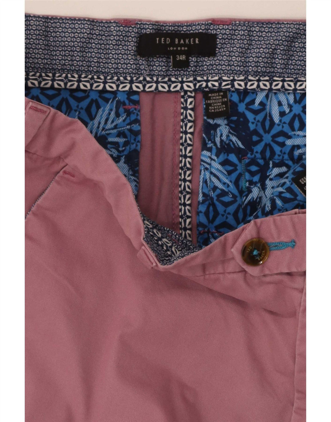 Ted Baker Ανδρικό κανονικό σορτς Chino W34 μεγάλο ροζ βαμβακερό