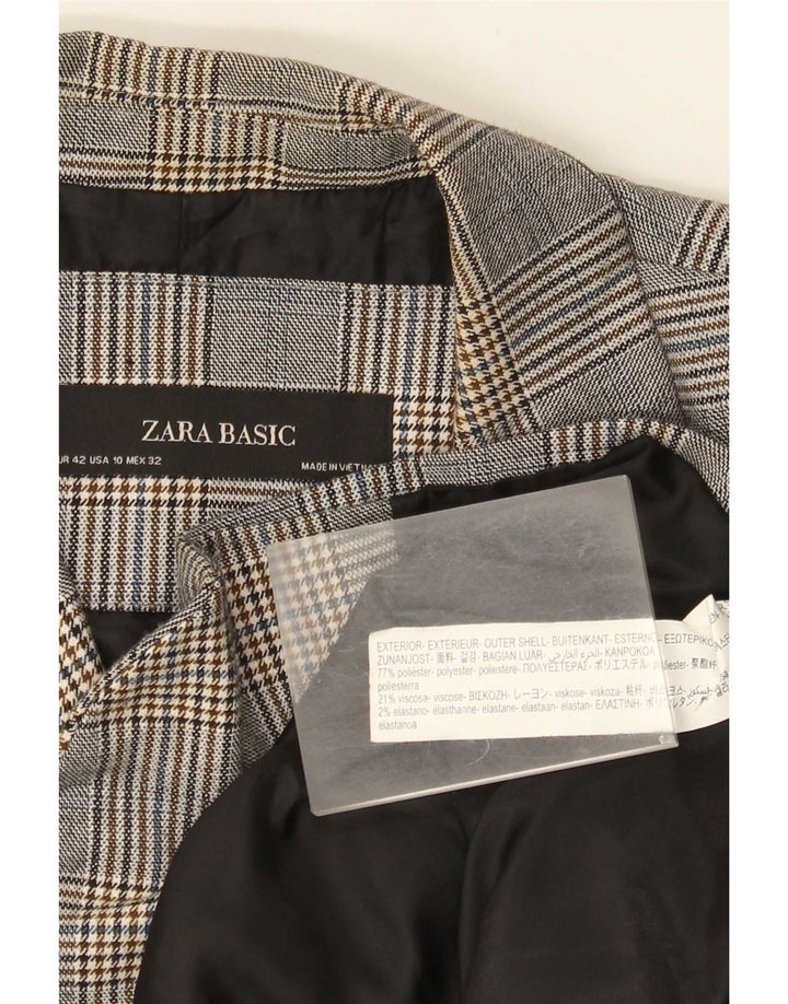 Zara Γυναικείο μπουφάν μπλέιζερ με 1 κουμπί EU 42 Large Grey Check Polyester
