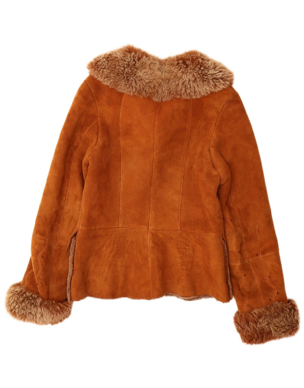Vintage Γυναικείο Shearling Jacket UK 12 Medium Brown Δερμάτινο