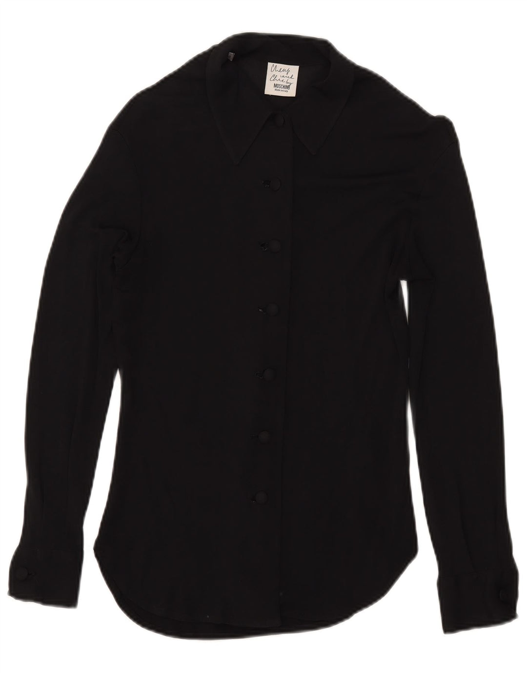 Moschino Γυναικεία See Through Μπλούζα UK 8 Small Black Rayon
